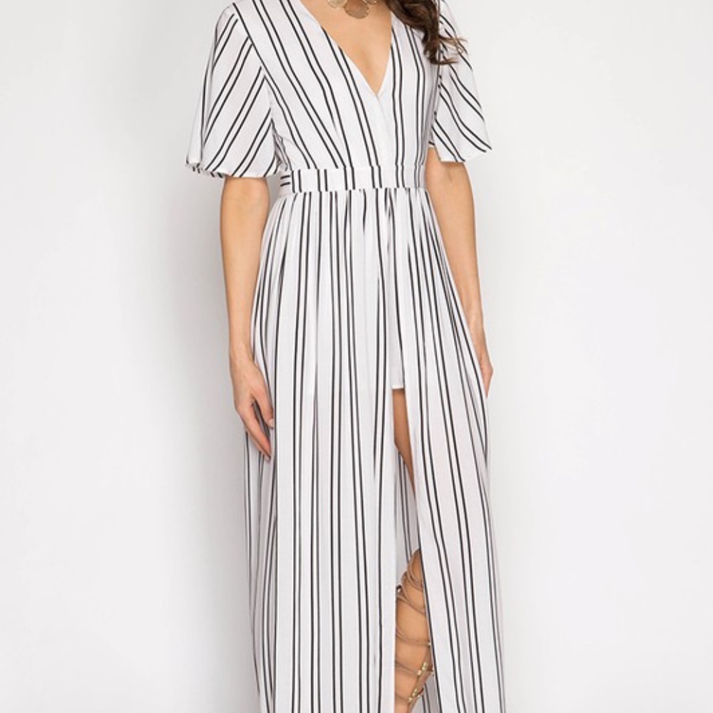 Black and White High Low Romper